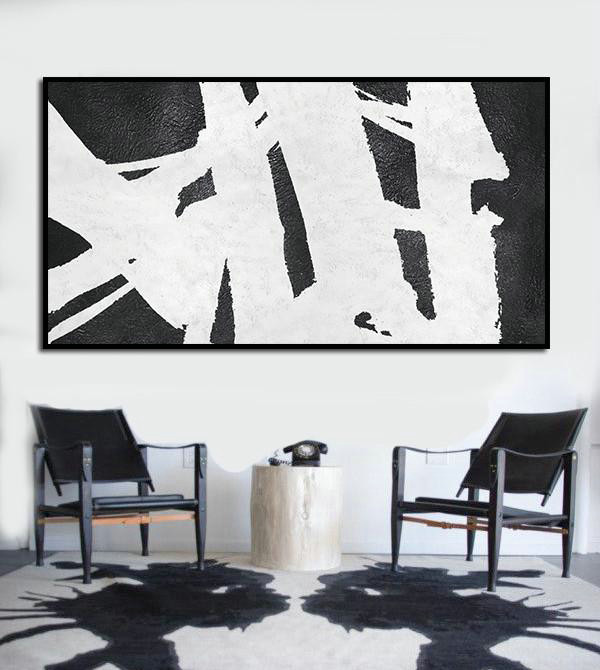 Hand-Painted Canvas Art,Oversized Panoramic Minimal Art On Canvas - Hand Paint Large Art